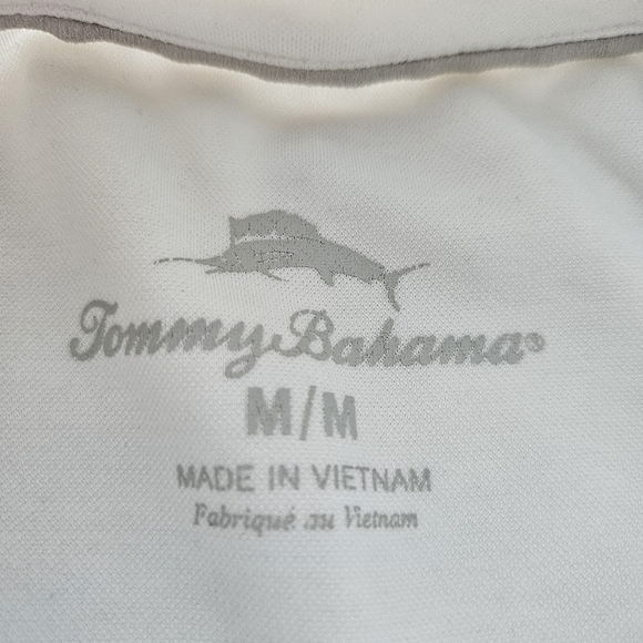 Tommy Bahama Men's Polo Swordfish Logo Short Sleeve Size Medium Off White - Picture 7 of 9